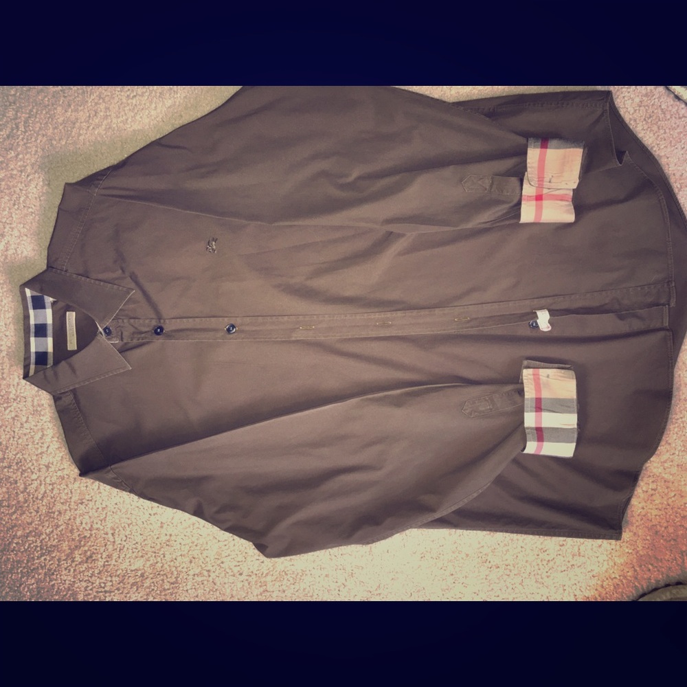 Brown Burberry Brit Button up